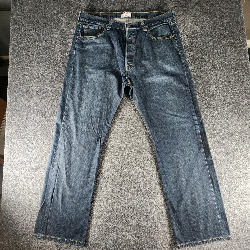 Levis‎ 501 Original Men Dark Wash Straight Leg Button Fly Jeans 40x32 (38x31)